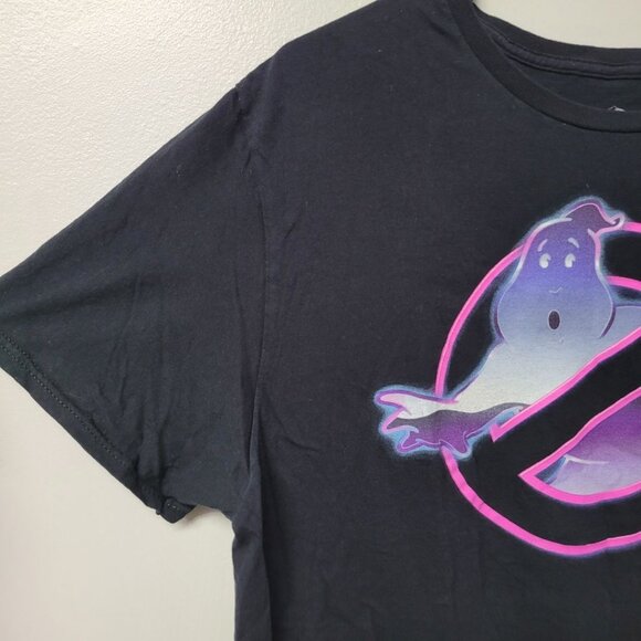 Ghostbusters Tee Shirt Mens Large 42 44 Pink Aint Afraid Black Movie Halloween - Picture 3 of 6